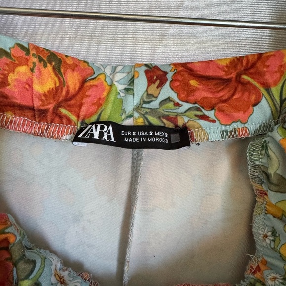 Zara Floral Wide Leg Pants - Blue, Orange and Green - Picture 2 of 4